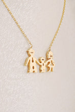 Load image into Gallery viewer, 14k Solid Gold Mom Dad Kid Family Necklace - GvenceJewelryDesign
