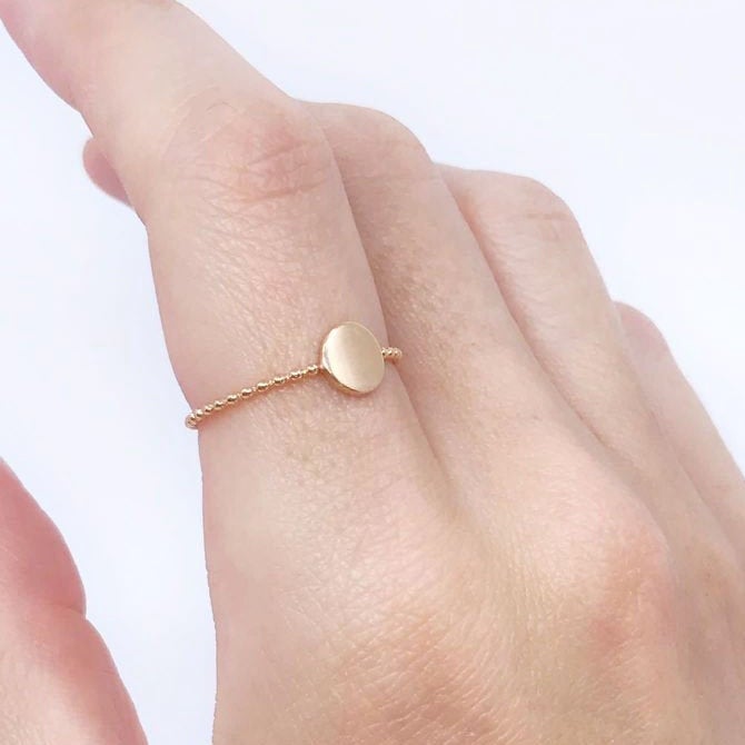 14k Solid Gold Ring/ Dainty Solid Gold Ring/Solid Gold Ring/ Gold Stackable Ring/ Solid Gold Jewelry/Gift for Her/ Minimalist Gold Jewelry - GvenceJewelryDesign