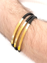 Load image into Gallery viewer, Men&#39;s/Women&#39;s Leather and Gold Bracelet
