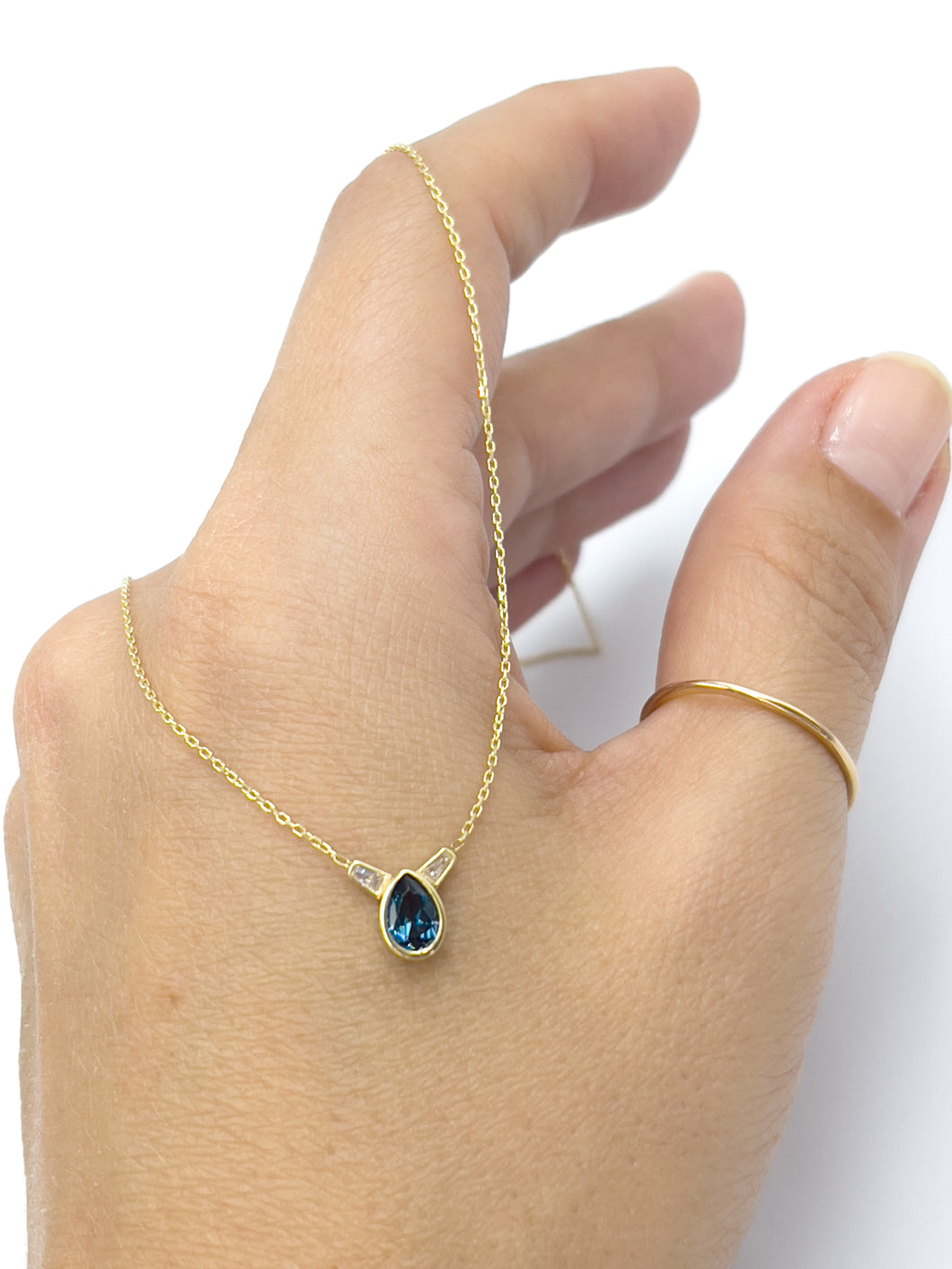 Solid Gold Blue Sapphire Or Ruby Necklace