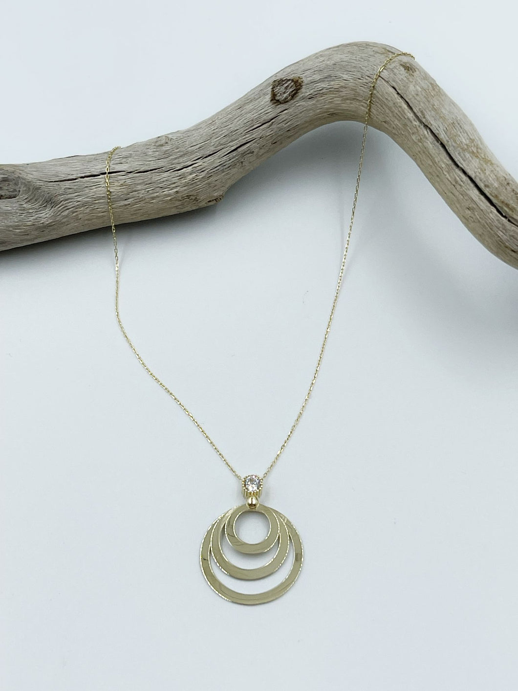 14k Solid Gold Circle Necklace